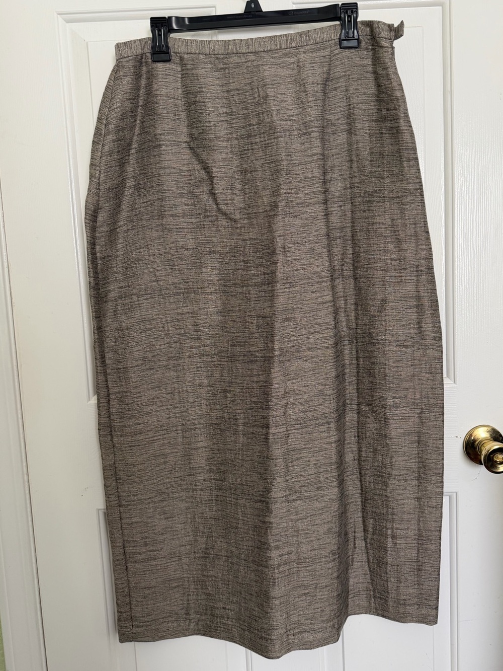 Matt Eileen Fisher Textured Midi Stone Linen Cotton Skirt Size Large